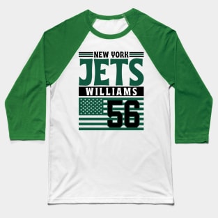 New York Jets Williams 56 American Flag Football Baseball T-Shirt